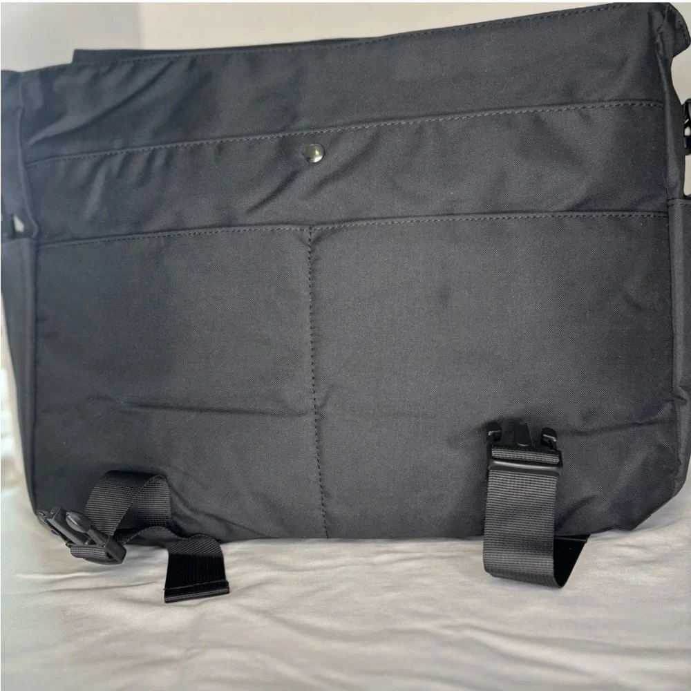 New Black Laptop Commuter Bag Multi Pockets Adjustable Straps Unisex